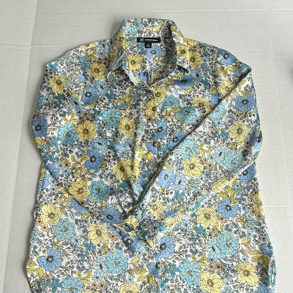 INC International Concepts Floral Formal Long Sleeve Button Down